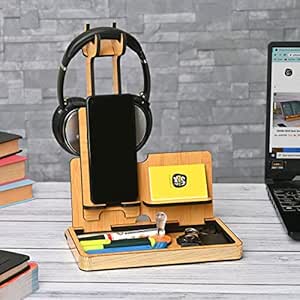 Wooden Headphone Holder for Gamers Music Lovers